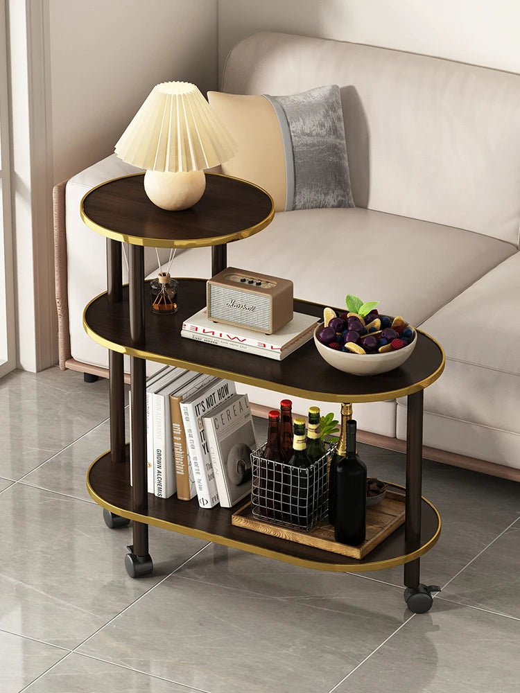 Sofa Side Table Modern Light Luxury Coffee Table Simple Solid Wood Furniture Living Room Storage Rack Corner Table Movable