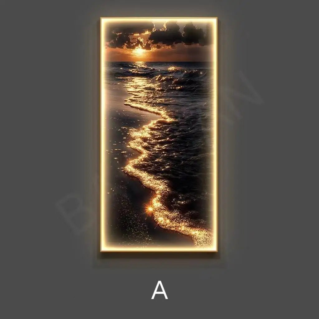 Modern Decoration LED Wall Lamps Luxury Entrance Living Room  Corridor Decoration Golden Waves Hanging Painting  Mural Light