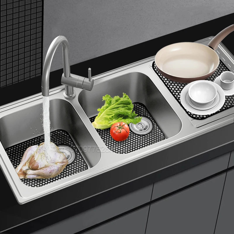 Silicone Sink Mat Heat-Resistant Sink Protectors Multifunctional Kitchen Bottom Protective Mats Kitchen Sink Grid Accessories