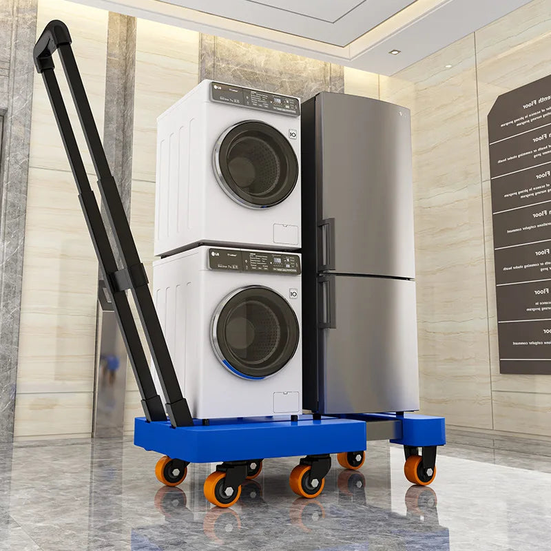 Telescopic tie rod flatbed truck folding silent trolley express pulling trolley six-wheeled small trolley thickened trailer