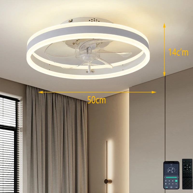 RGB TUYA Modern Ceiling Fan (With Lighting) Silent LED Dimmable Ceiling Fan (With Remote Control) for Bedroom Study Dining Room
