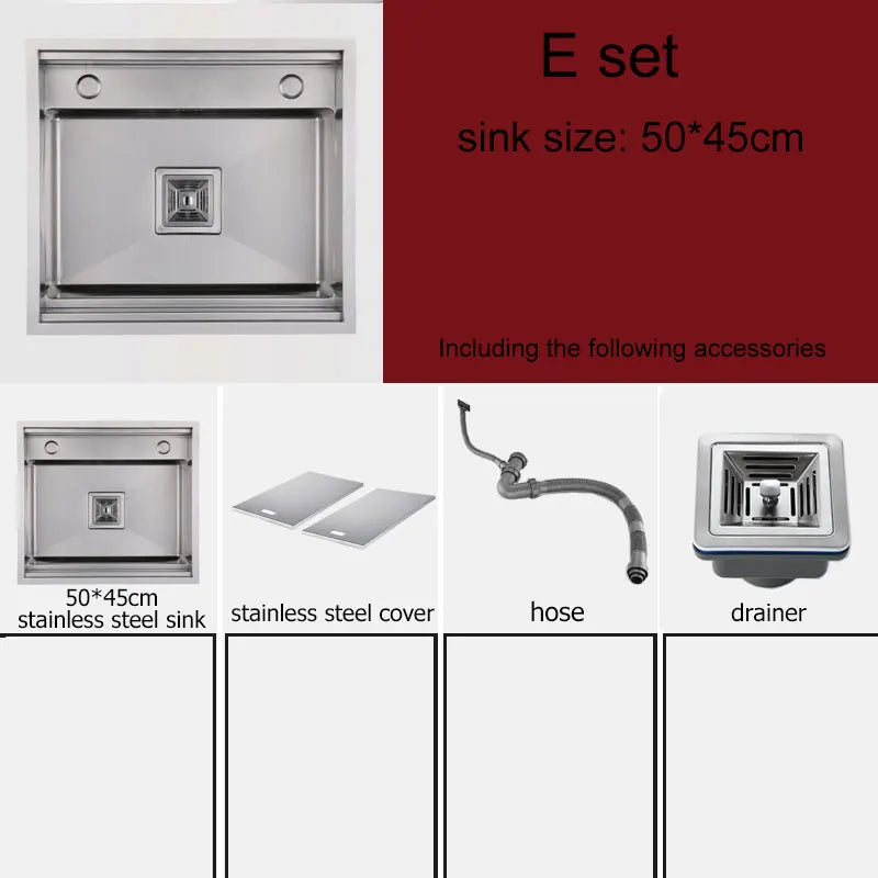 Hidden Kitchen sink Stainless Steel Bar Single bowl small sink With lid Open kitchen sinks Mini balcony Matt Black sink