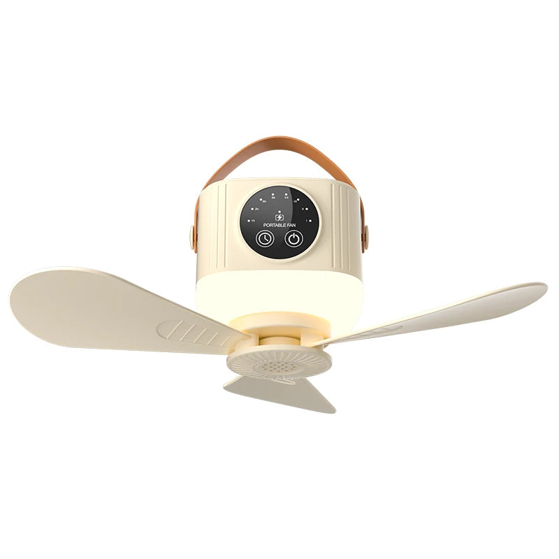 USB dormitory/camping small ceiling fan 8-hour timer, with night light, 4 levels of strength portable fan