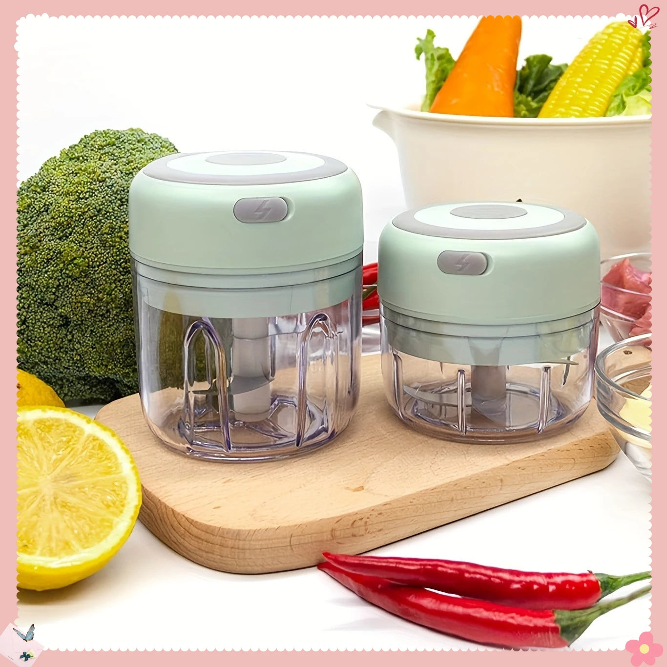 250ml Portable Electric Mini Garlic Chopper | USB rechargeable stainless steel blade  Ideal for garlic ginger  chili