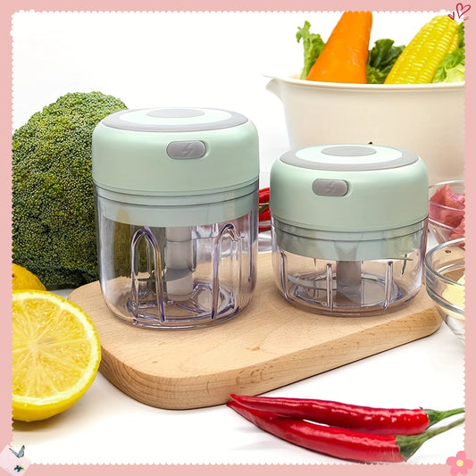 250ml Portable Electric Mini Garlic Chopper | USB rechargeable stainless steel blade  Ideal for garlic ginger  chili