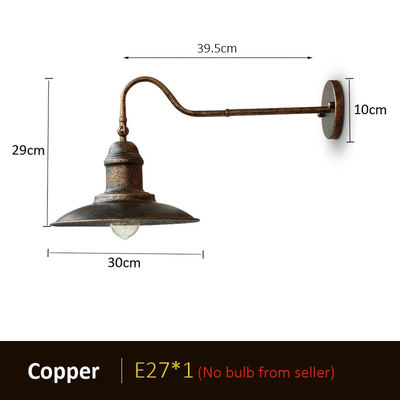 American Vintage Outdoor Wall Lamp Garden Courtyard Porch Gate Balcony Park Light Bedroom Bedside Cafe Restaurant Wall Light