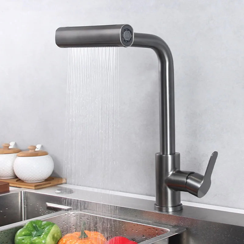 Brass Kitchen Faucet Single Hole Pull-Out Spout Kitchen Sink Mixer Faucet Four-bar Water Outlet Mode Cold and Hot Mixer Faucet