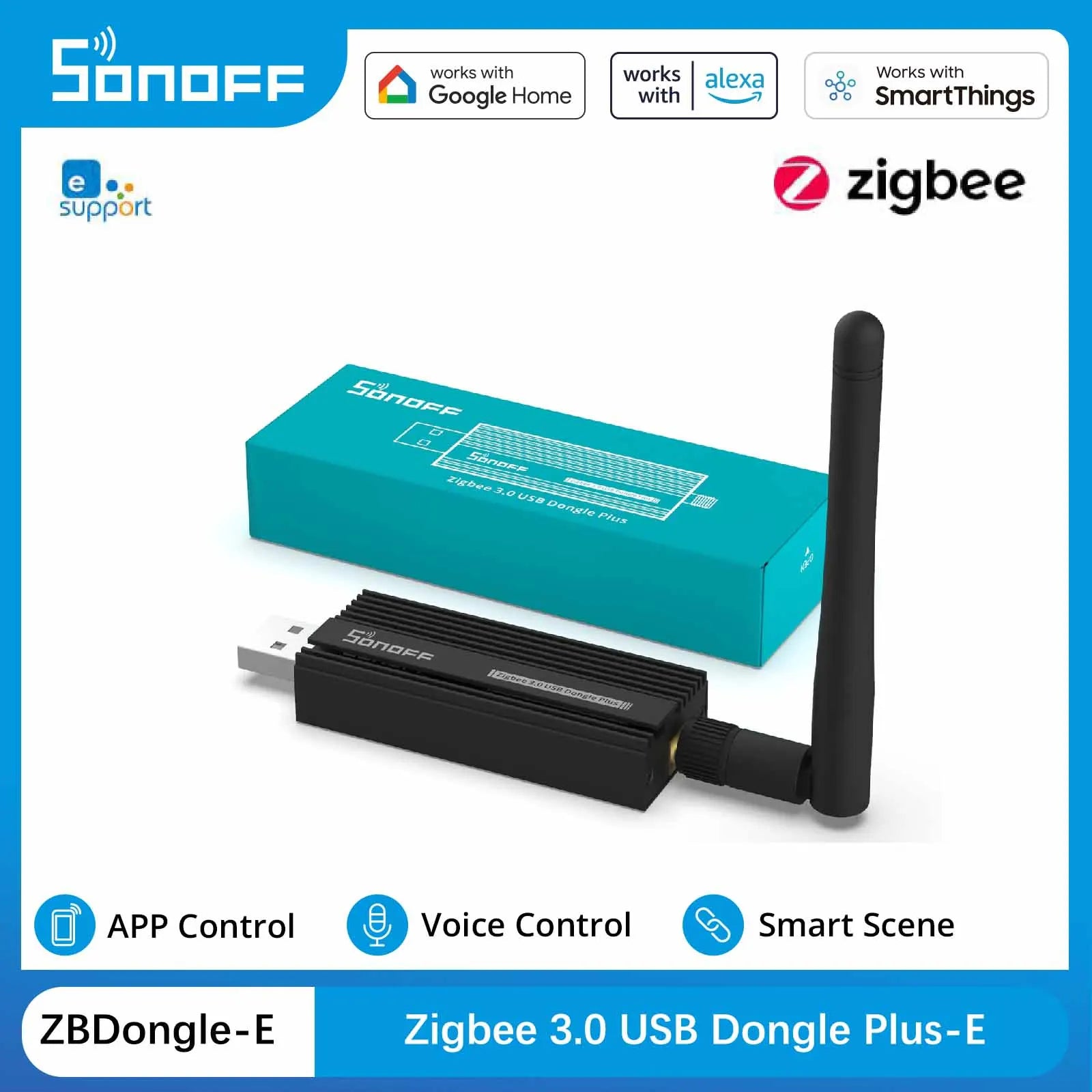 SONOFF ZBDongle-E Zigbee 3.0 USB Dongle Plus Smart Home ZigBee Wireless Gateway Support Home Assistant ZHA openHAB Zigbee2MQTT