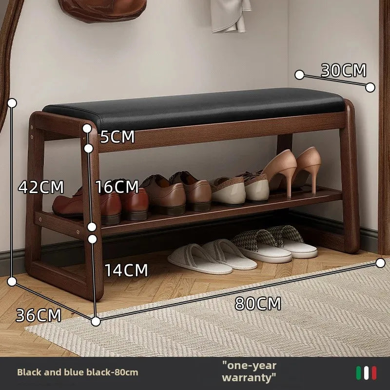 Modern Solid Wood Shoe Bench Entryway Multilayers Storage Stool Luxury Design for Hallway Bedroom Wide and Comfortable
