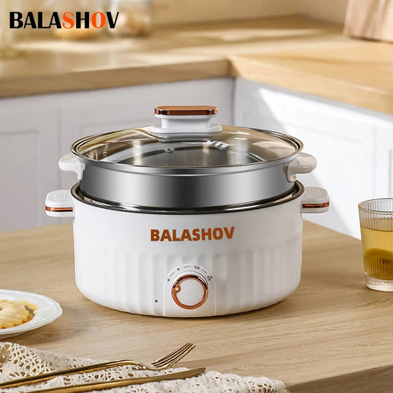 Portable Electric Multifunctional Cooker Household Double Layer Hot Pot Mini Non-stick Cookware for Kitchen and Home Appliance