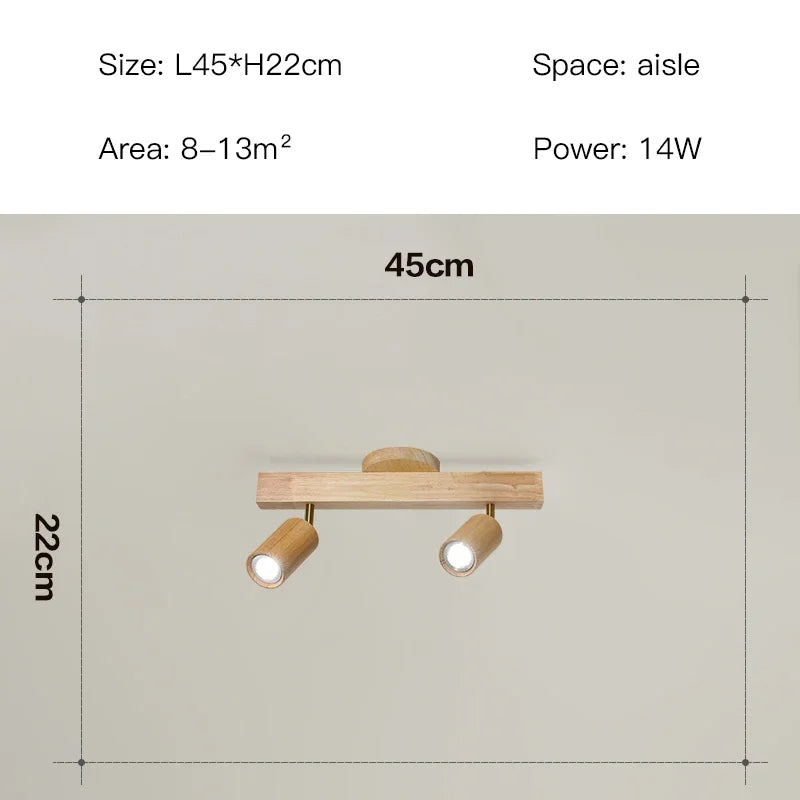 Wood Modern Led Ceiling Lamp For Aisle Bedroom Cloakroom Toilet Shop Corridor Track Light Fixture Long Chandelier With Spotlight