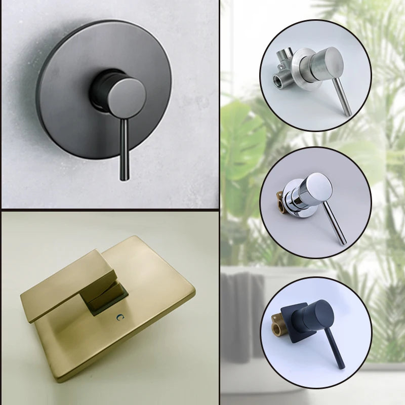 Solid Brass Valve Mixer Faucet Chrome/Matt Black/Brushed Gold/Grey In Wall Concealed Body Shower Basin Faucet Connector