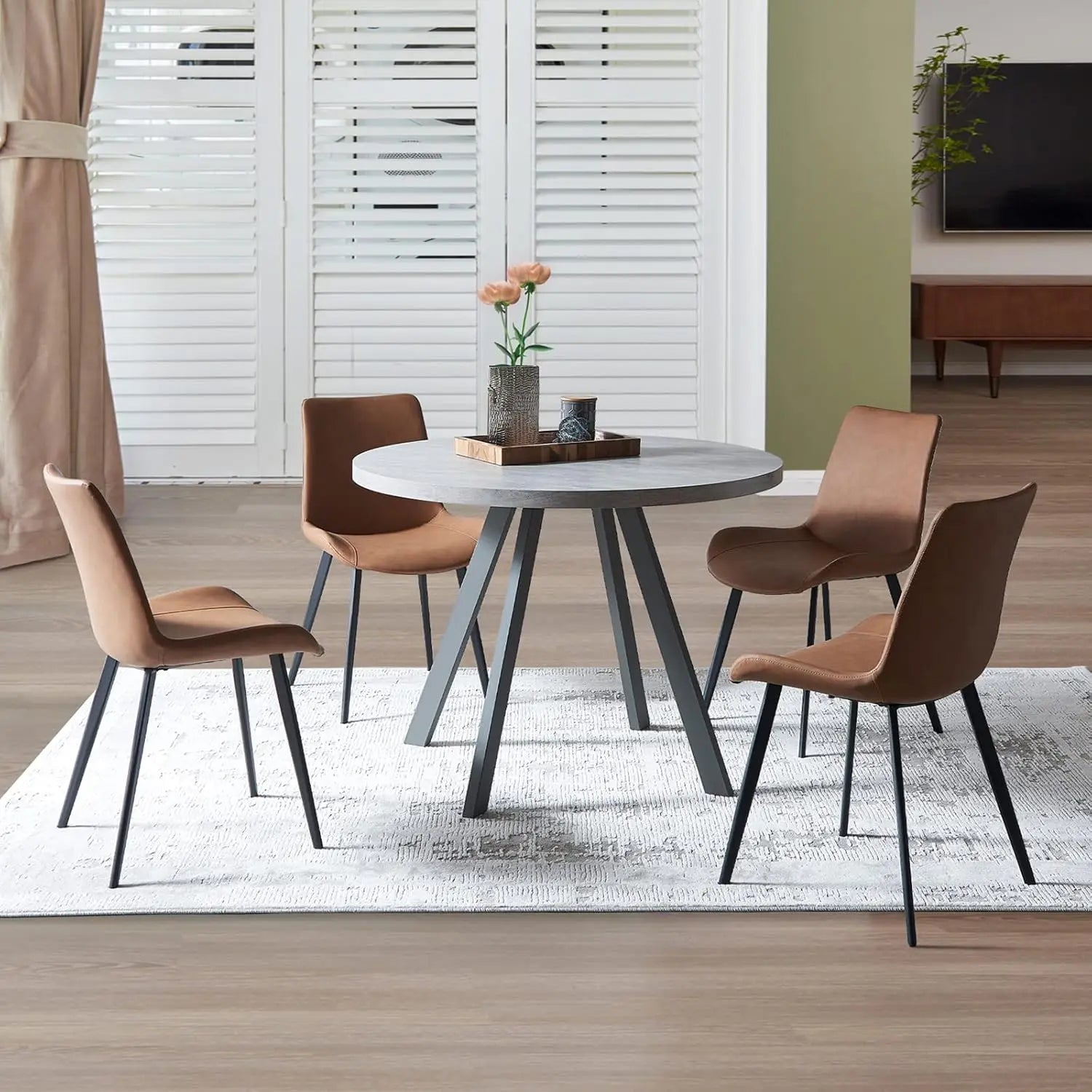 Round Dining Table Set, Mid Century Modern Small Round Dining Table Set, Saving Space