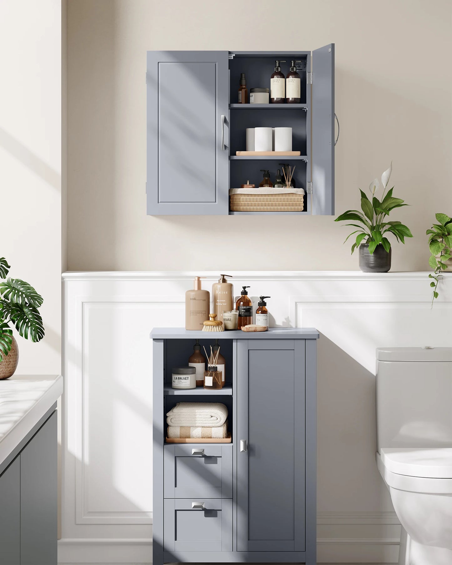 VASAGLE Bathroom Wall Cabinet with Adjustable Shelves 18 x 60 x 60 cm