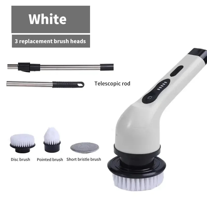Electric Cleaning Brush 2 Gear Cordless Rotary Floor Scrubber Wireless 360 Degree Adjustable Handle Home Deep Cleaning Tool