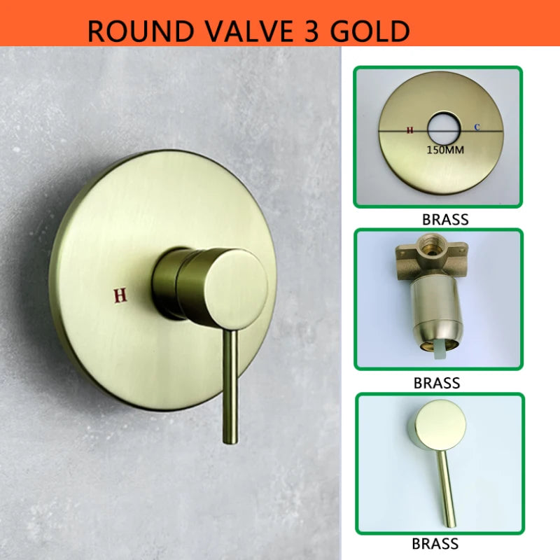 Solid Brass Valve Mixer Faucet Chrome/Matt Black/Brushed Gold/Grey In Wall Concealed Body Shower Basin Faucet Connector