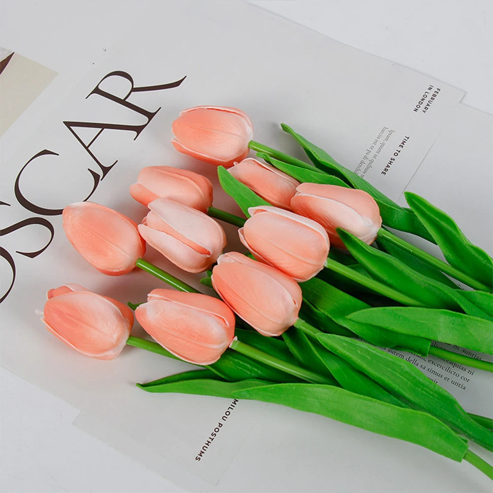 5 PCS Tulips Artificial Flowers Bunch Real Touch Tulip Flowers for Home Wedding Fake Flowers Bridal Bouquet Decoration