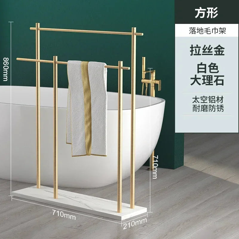 Marble Floor Towel Rack Luxury Bath Towel Stand Storage Shelf Elegant Style Organizer Bathroom Storage