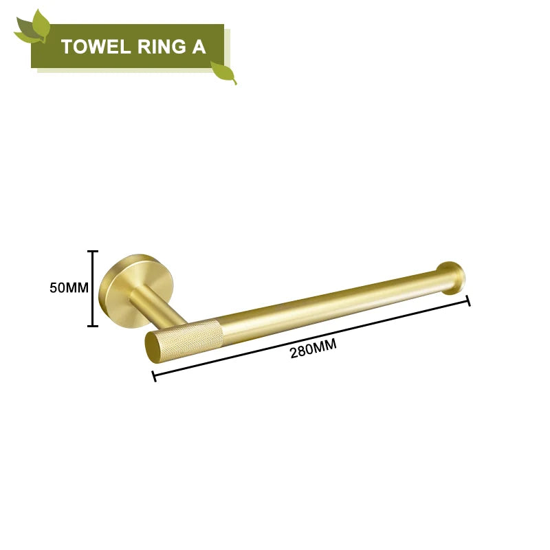 Brushed Gold Stainless Steel Bathroom Hardware Set Towel Rack Coat Hook Towel Bar Toilet Paper Holder Soap Dish Accessories