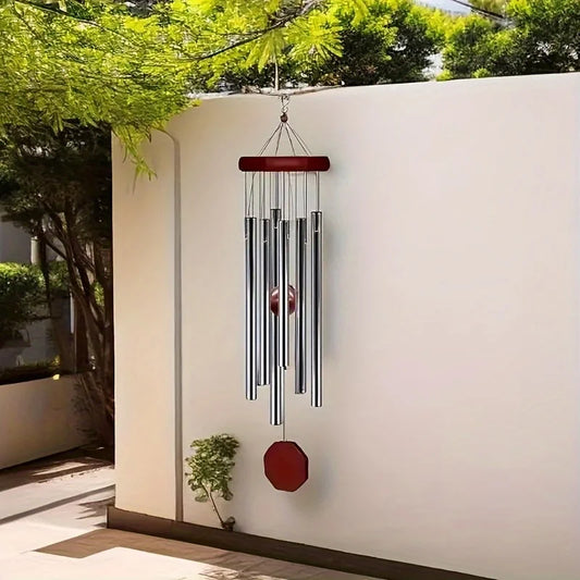 1pcs Hanging 6 Metal Tubes Solid Wood Wind Chime for Outdoor Garden Terrace Decoration Wind Chime Craft
