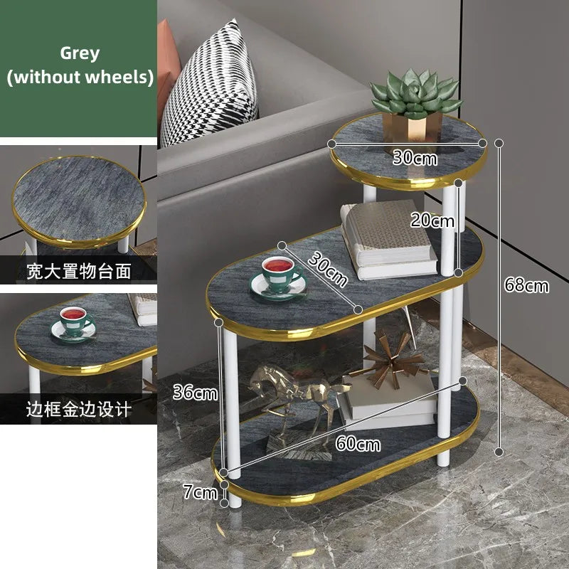 Sofa Side Table Modern Light Luxury Coffee Table Simple Solid Wood Furniture Living Room Storage Rack Corner Table Movable