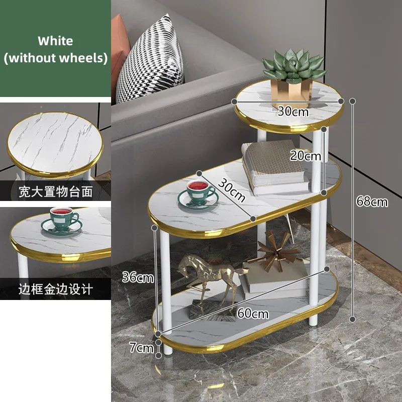 Sofa Side Table Modern Light Luxury Coffee Table Simple Solid Wood Furniture Living Room Storage Rack Corner Table Movable