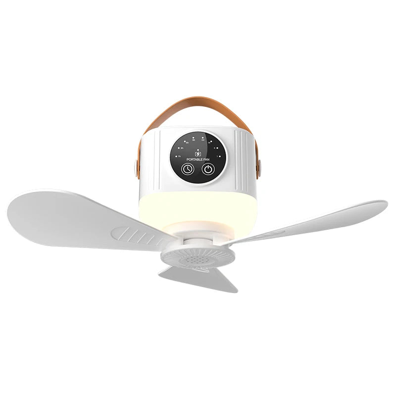 USB dormitory/camping small ceiling fan 8-hour timer, with night light, 4 levels of strength portable fan