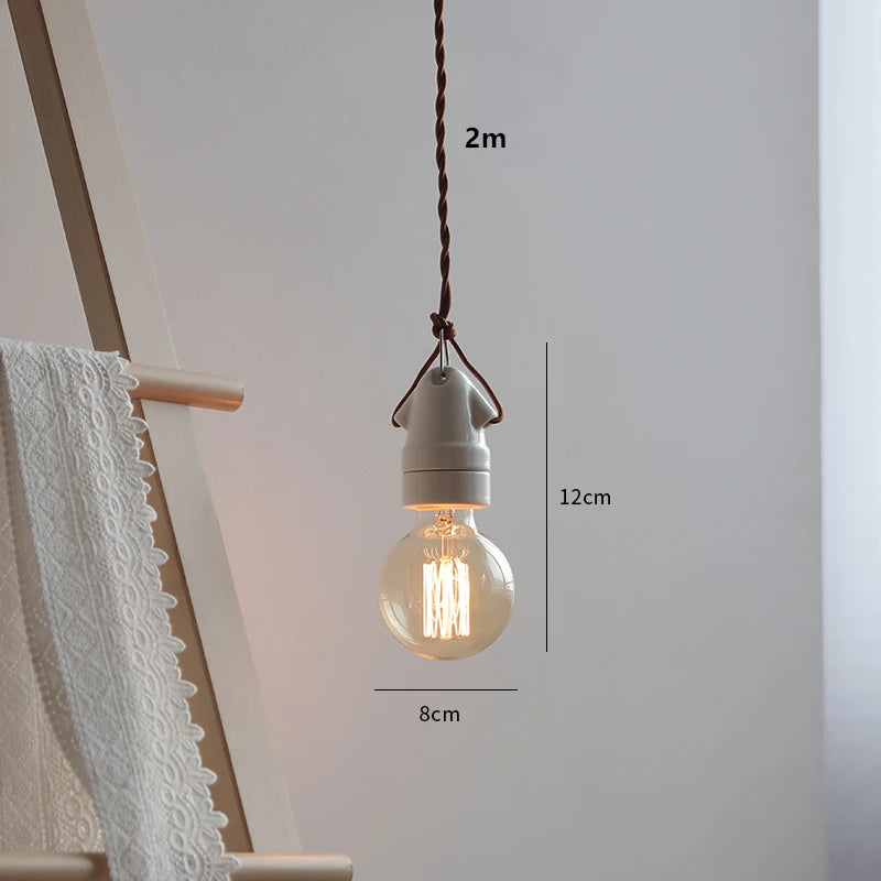 Vintage ceramic bedside pendant lamp Art single head dining room table pendant lamp Creative personality Mini pendant lamp