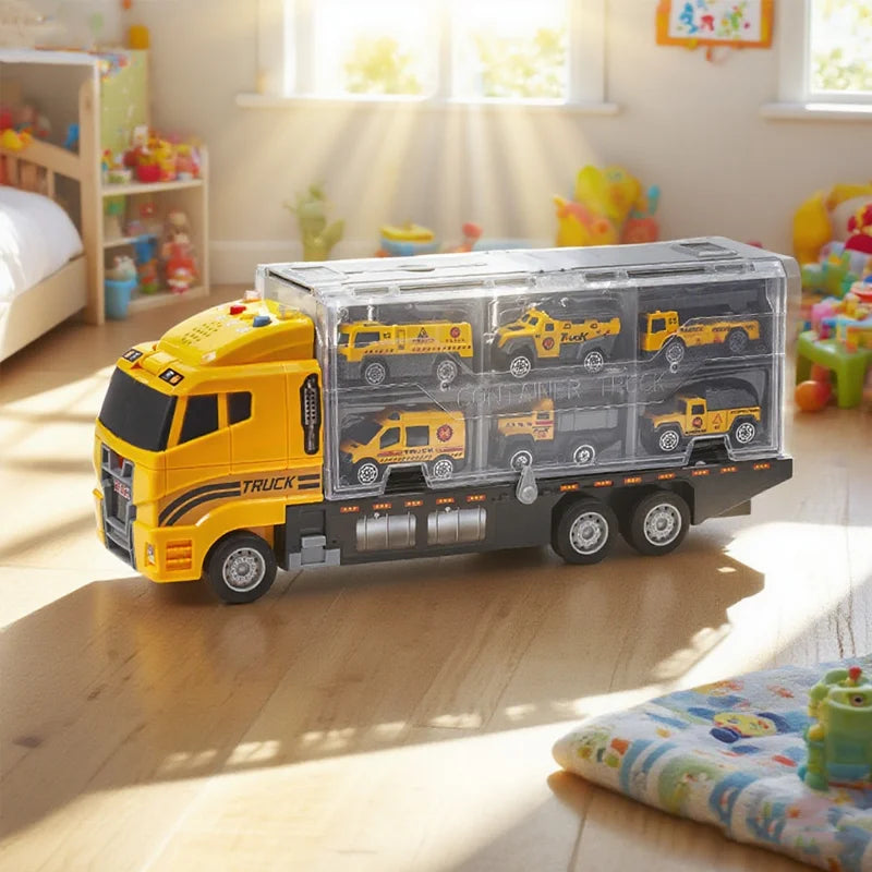 Children Transportation Firefighting Truck Set Equipped With 6 Small Engineering Vehicle Toy Car Suitable As A Gift For Children