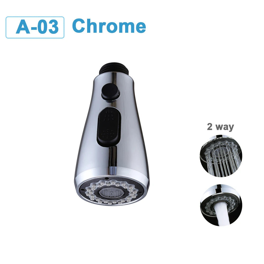 G1/2 Kitchen Faucet Head Pull Out Shower Nozzle Sprayer Bathroom Sink Tap Replacement Accessory Black Silver Golden Head Aerator