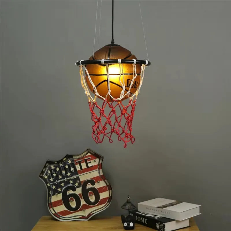 Basketball Pendant Light Modern LED Chandelier for Kids Room Living Room & Restaurant Sports Themed Hanging Fixture