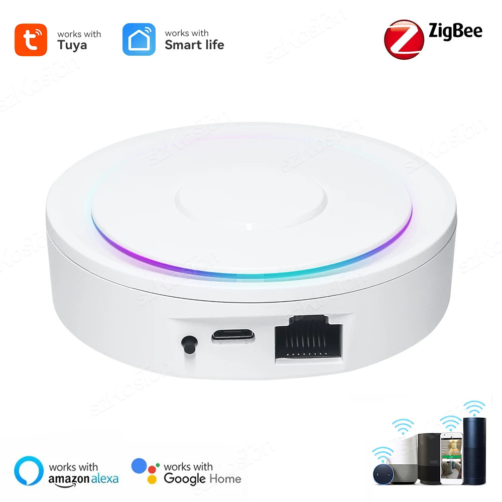 Tuya ZigBee Gateway Hub Smart RJ45 Wired Gateway Bridge Voice Control works with Alexa Google Home Assistant Smart Life App