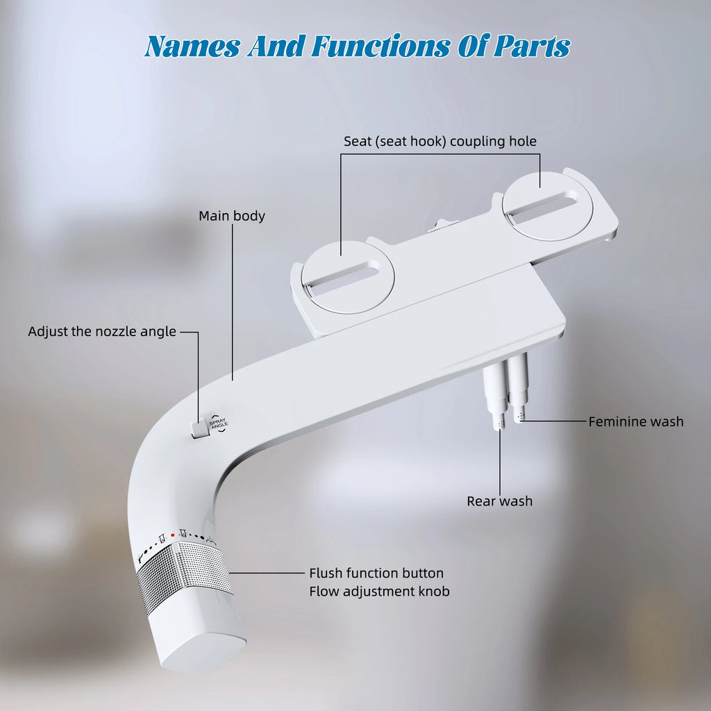 Bidet Attachment for Toilet - Dual Nozzle Hygienic Bidets for Existing Toilets - Adjustable Water Pressure Water Toilet Bidet