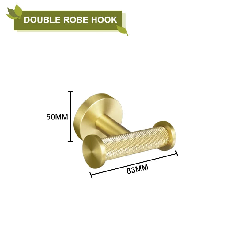 Brushed Gold Stainless Steel Bathroom Hardware Set Towel Rack Coat Hook Towel Bar Toilet Paper Holder Soap Dish Accessories