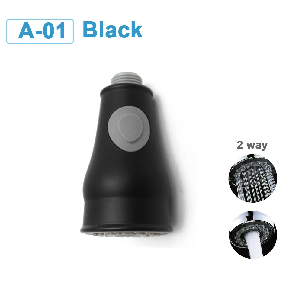 G1/2 Kitchen Faucet Head Pull Out Shower Nozzle Sprayer Bathroom Sink Tap Replacement Accessory Black Silver Golden Head Aerator