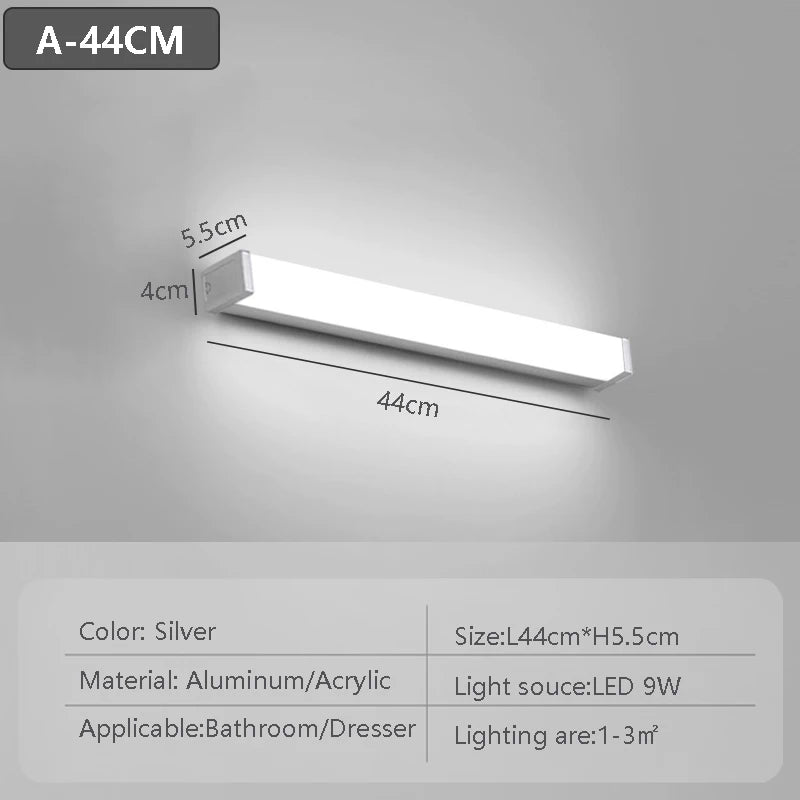 Modern LED Wall Light Hardwired Installation Mirror Vanity Light 6500K Cool Light For Bathroom Toilet Entrance Indoor Wall Lamp