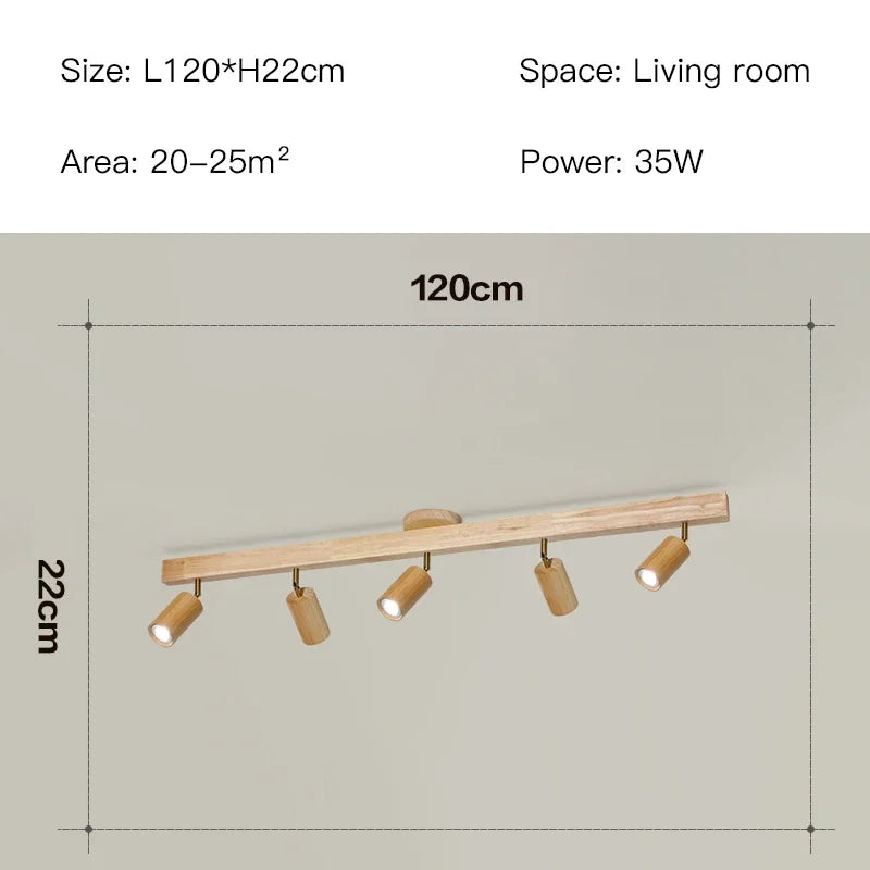 Wood Modern Led Ceiling Lamp For Aisle Bedroom Cloakroom Toilet Shop Corridor Track Light Fixture Long Chandelier With Spotlight
