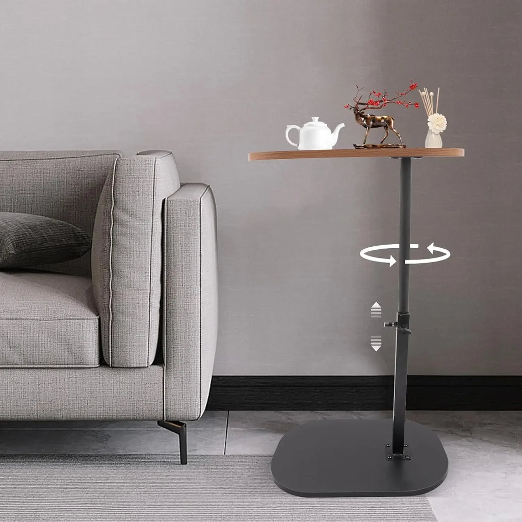 C-Shaped Side Table, Height Adjustable Coffee Table, Living Room Coffee Table, 360° Swivel and Multi-Angle Tilt for Living Room