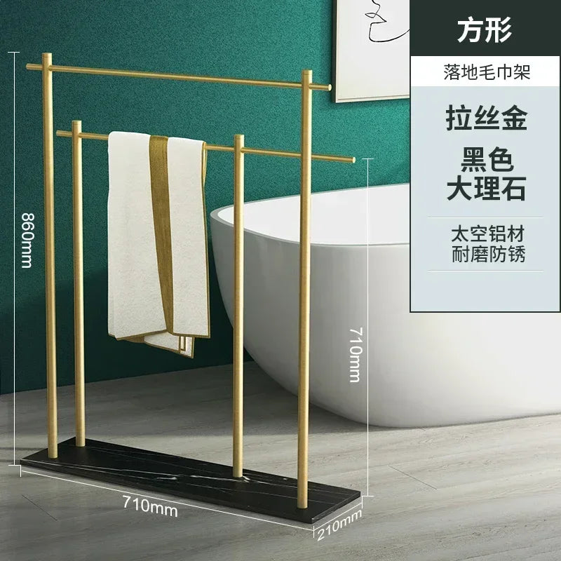 Marble Floor Towel Rack Luxury Bath Towel Stand Storage Shelf Elegant Style Organizer Bathroom Storage