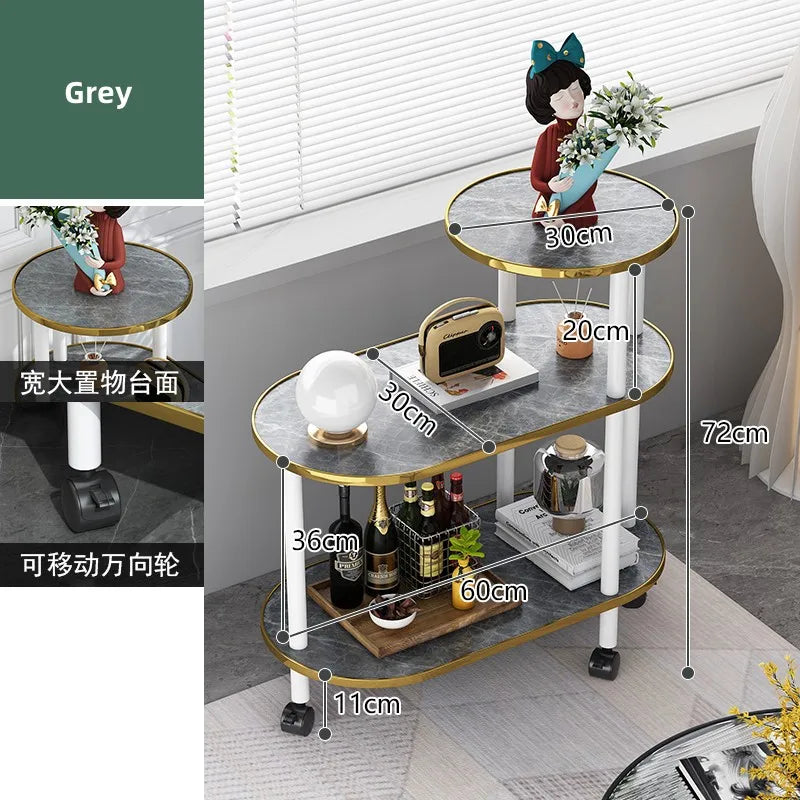 Sofa Side Table Modern Light Luxury Coffee Table Simple Solid Wood Furniture Living Room Storage Rack Corner Table Movable