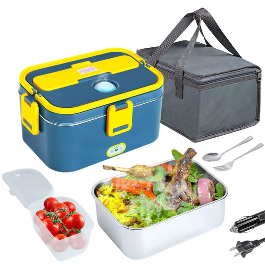 1.8L Electric Lunch Box 60W Food Heated 12V-24V 2-In-1 Portable Food Warmer Heater for Car/Truck/Home Self in-car Heating Box