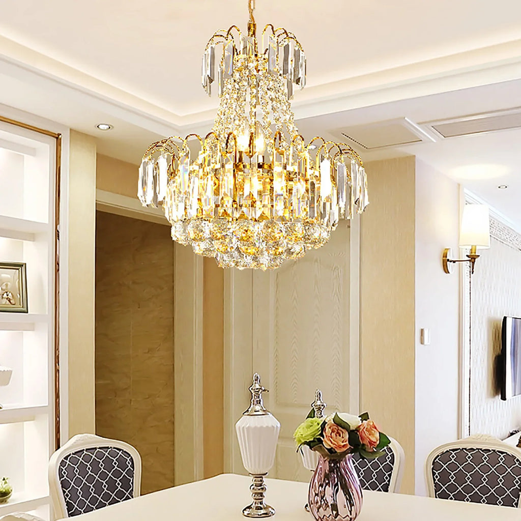 LED Kitchen Elegant Lamp Crystal Chandelier Ceiling Light Living Room Lighting Luxury Classic Lamp Classic Droplet Pendant Light