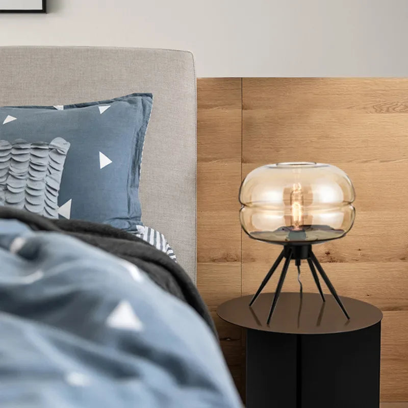 Nordic Minimalist Glass LED Desk Lamp Bedroom Headboard Study Designer Creative Living Room High-end Atmosphere Table Light