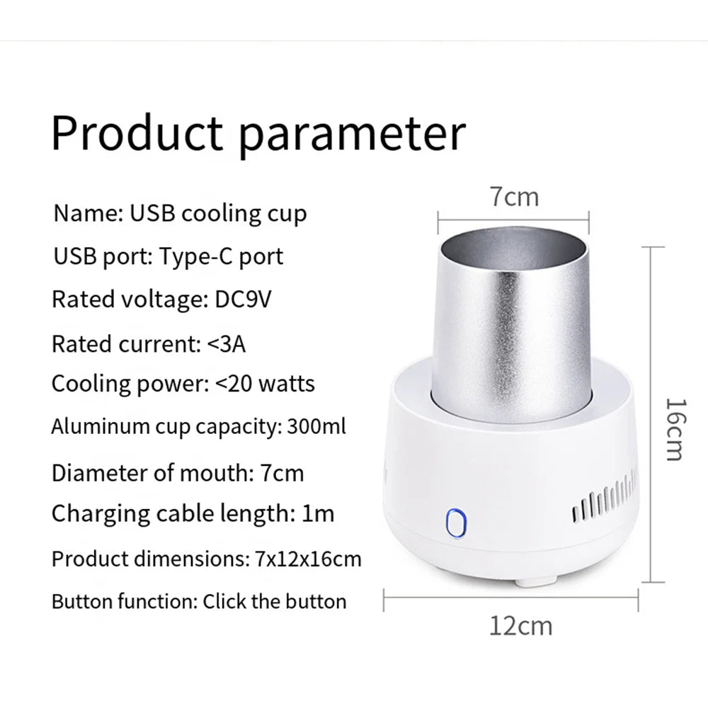 Mini USB Fast Cooling Cup Portable Instant Electric Refrigeration Cooler for Beer Wine Beverage Drink Car Home Fruit 미니냉장고