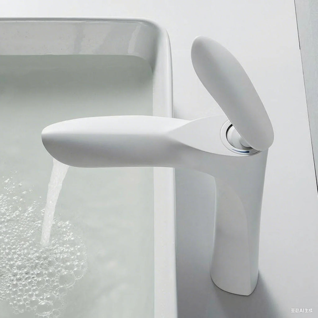 Bathroom Faucet kitchen Ceramics Cold Hot Water Basin Sink Mixer Tap Maple Leaf Deck Mounted Waterfall Tap Single Hole Tapware