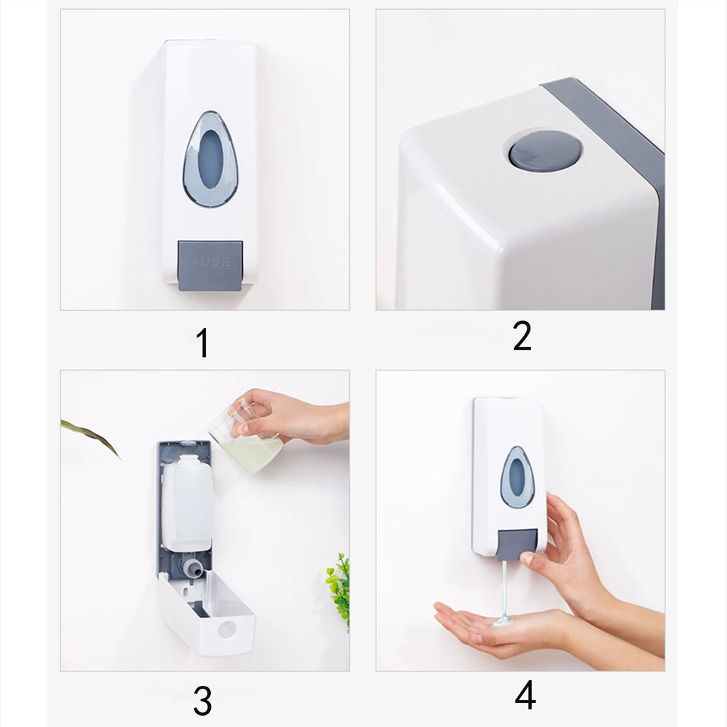 Manual Liquid Soap Dispenser Wall Mounted Shower Soap Shampoo Container for Commercial Kitchen Restaurants Household Washroom
