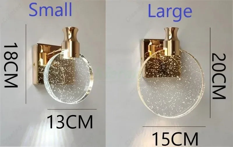 Modern Simple Crystal Bedroom Bedside Led Lights Bathroom Makeup Sconce Dining Table Wall Lamps for Room Decor Home-appliance