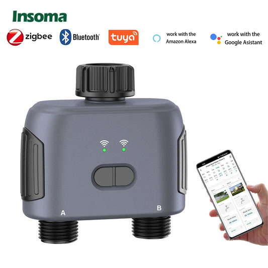 Insoma Automatic Water Timer 2-Outlet Garden Irrigation Watering System Sprinkler Programmer Tools Faucet Hose Timer