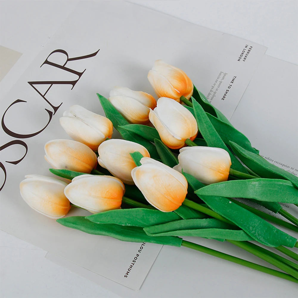 5 PCS Tulips Artificial Flowers Bunch Real Touch Tulip Flowers for Home Wedding Fake Flowers Bridal Bouquet Decoration
