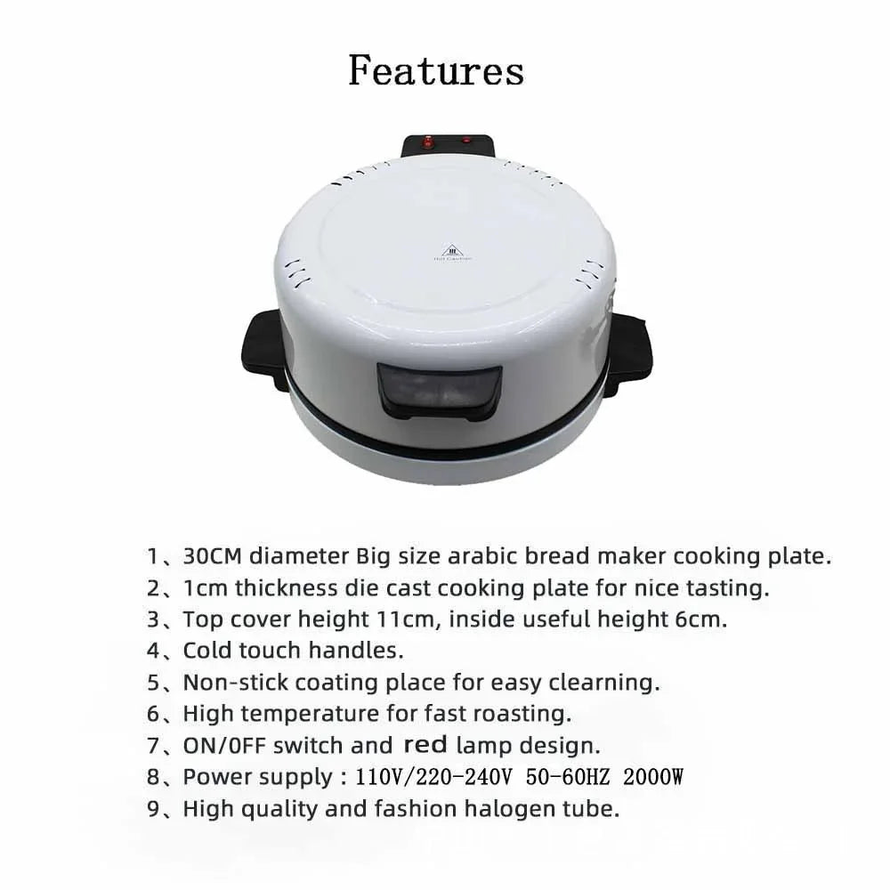 Electric Pizza Oven Indoor Portable, Steak Bread Pizza Pan with Indicator Light, Stone Baked Pizza At Home, Cold Touch Handle